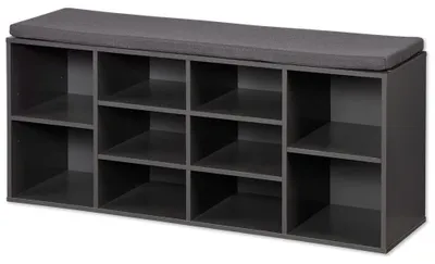 Schoenenkast mit Sitzkissen, B103,5xH48xT29,5 cm, grau
