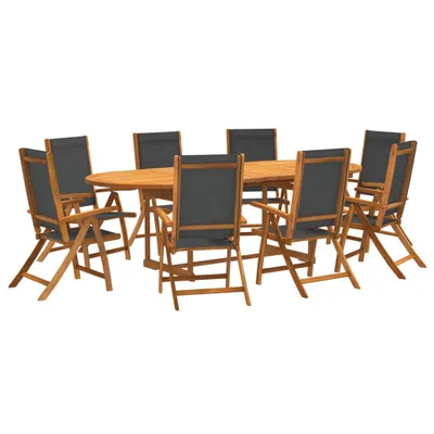 Immagine prodotto di Maison Exclusive - Set da pranzo da giardino da 9 pezzi in legno massello di acacia e Textilene
