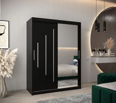 Produktbild von Kleiderschrank mit Spiegel ROZALIE – Breite 150 cm, schwarz