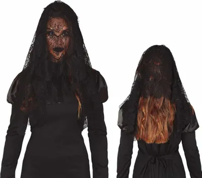 Produktbild von Schwarzer Spitzenschleier Halloweenkostüm