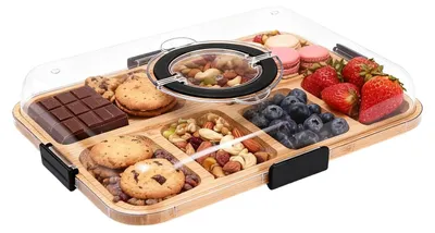 Image de Omgoods - Planche à charcuterie avec couvercle et 6 compartiments