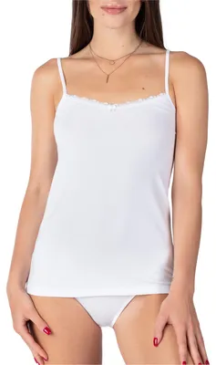 Produktbild von Bellivalini Damen Unterhemd aus Baumwolle mit Spitze BLV50-221 (Weiß, XL )