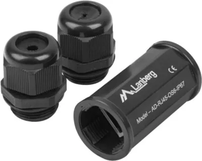 Produktbild von LANBERG Netwerkadapter RJ45->RJ45 IP67 CAT.6 FTP WODOOD