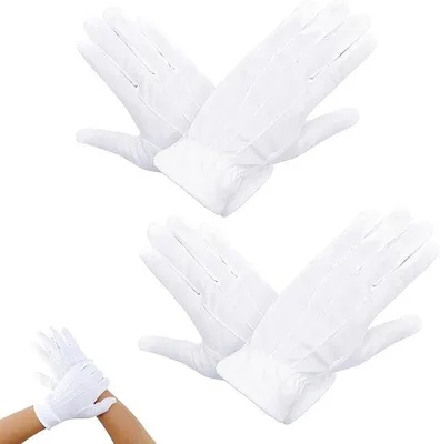 Obrázek produktu pro Bavlněné jerseyové rukavice, 100 % bavlna, měkké, balení po 2 kusech, bílé, dobře padnou