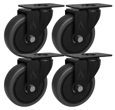 Imagen del producto de Ruedas giratorias de 100 mm - Juego de 4 - Goma resistente - Silenciosas - Capacidad de carga de 600 kg - Ideales para muebles - Ruedas para muebles