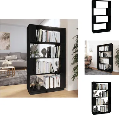 Immagine prodotto di vidaXL Libreria/divisorio nero 80x25x132 cm in legno di pino massiccio - Librerie & Librerie