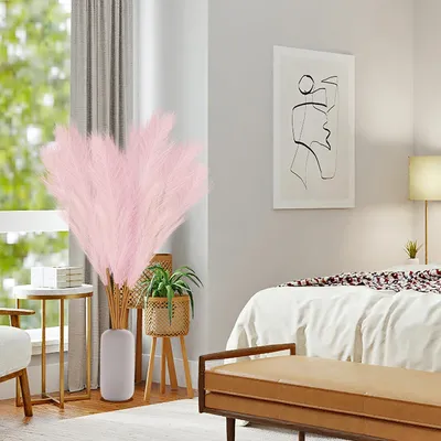 Immagine prodotto di Erba di pampa artificiale, altezza 110 cm, confezione da 6 pezzi, colore beige, ideale per vasi