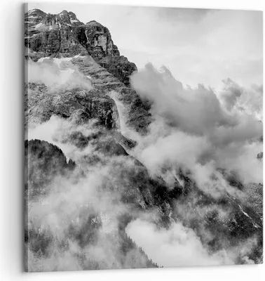 Produktbild von Bild auf Leinwand - Leinwandbild - Berge Nebel Gipfel - 60x60cm - Wand Bild - Wanddeko - Wandbilder - Leinwanddruck - Bilder - Kunstdruck - Wanddekoration - Leinwand bilder - Wandkunst - AC60x60-3664