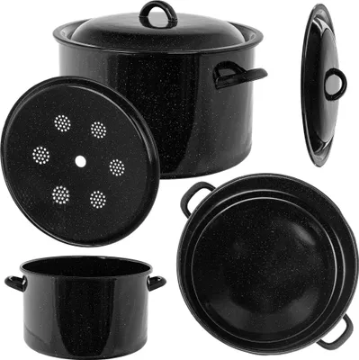 Produktbild von KADAX Emaillierter Topf Powidlak 15L zur Pasteurisierung von Bigos mit Deckel, Höhe 33cm