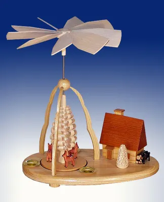 Produktbild von Tischpyramide Rehe mit Räucherhaus BxHxt 22,5x24x14cm NEU