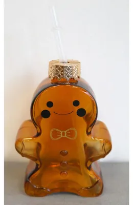 Produktbild von BURI Trinkglas Lebkuchenmännchen Trinkhalm Winter Motiv Geschirr Trinken Advent