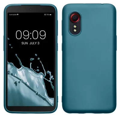 Produktbild von kwmobile Handyhülle für Samsung Galaxy Xcover 5 Hülle - Silikon Case metallisch schimmernd - Schutzhülle Cover - Metallic Karibikblau