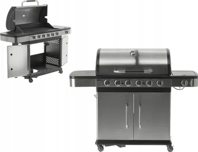 Immagine prodotto di Grill a gas 20,2kW, 6+1 bruciatori, acciaio inox 144x57x113 cm