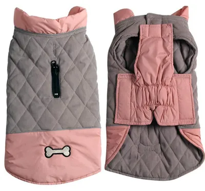 Immagine prodotto di Cappotto per cani, reversibile, impermeabile, caldo, colore rosa/grigio, taglia M