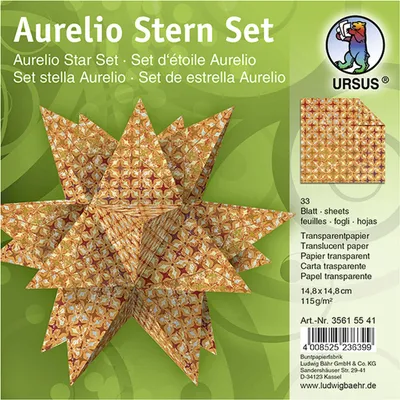 Produktbild von Faltblätter Aurelio Stern Transparentpapier 115g/qm 14,8x14,8cm VE=33 BLatt Paradies orange