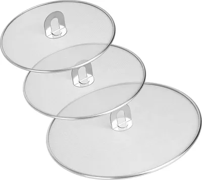 Produktbild von 3-teiliges Spritzschutzdeckel-Set, Antihaft-Spritzschutz für Pfannen, Ölspritzschutz für Bratpfannen, Spritzschutzdeckel aus Edelstahl (33 cm, 29 cm, 25 cm)