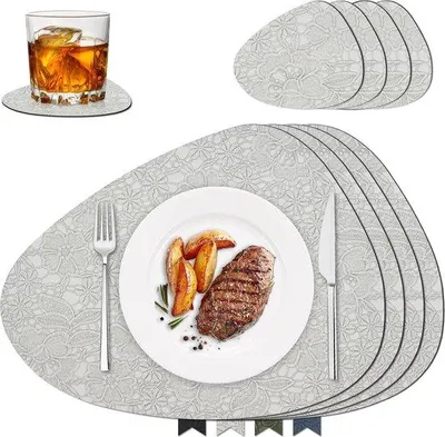 Produktbild von Famanu Platzdeckchen Set 4-teilig - abwaschbar, hitzebeständig, beidseitig - beige