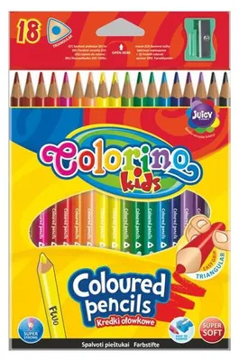 Produktbild von Colorino Buntstifte dreieckig mit Spitzer, 18 Stück