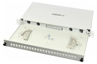 Imagen del producto de Panel de conexión LWL para 24 conectores dúplex LC, 48,30 cm (19")/1U, sin conectores LC, color gris claro, Synergy 21 (S216298V2)