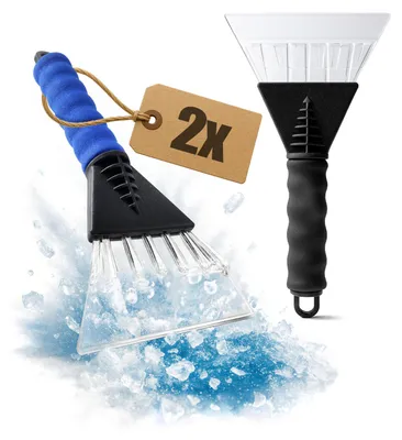 Productafbeelding van com-four® 2x ijskrabber met zachte handgreep – Stevige sneeuwschraper voor autoruiten