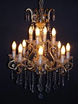 Produktbild von Casa Padrino Barock Kristall Kronleuchter 12-Flammig Gold ModK4 - Hängeleuchte Lüster Hängelampe Deckenlampe