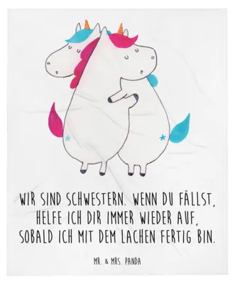 Produktbild von Mr. & Mrs. Panda Decke Einhörner Umarmen - Weiß - Geschenk, Flauschige, Familie, Tagesdecke, Freundin, Sofaüberwurf, Schwester, Einhorn, Liebe, Plaid, Unicorn