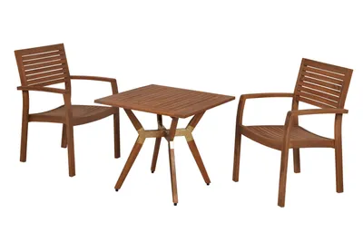 Obrázek produktu pro Merxx Sada zahradního nábytku Batavia 3dílná, 2 stohovací křesla, 1 bistro stůl 70 x 70 cm – akácie