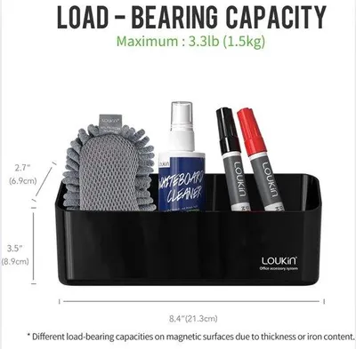 Produktbild von Famanu Halter für Marker - magnetisch und selbstklebend - Organizer für Glas-Whiteboards und Kühlschränke - schwarz