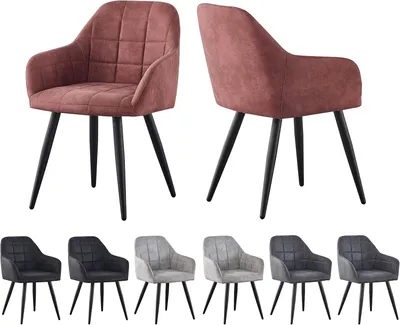 Produktbild von MCCDirect Esszimmerstuhl Adrian im 2er Set aus Kunstvelourleder mit Metallbeinen, Designerstuhl, Küchenstuhl, in 4 Farben erhältlich (Rosa)