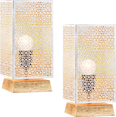 Obrázok produktu pre sada 2 boho dekoratívnych stolných lámp nočná lampa Autigan biela