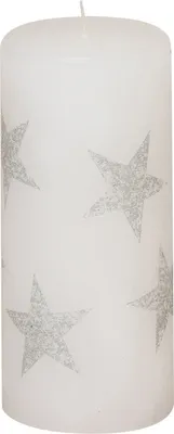 Produktbild von Weihnachtskerzen Stumpenkerze "Multistern" Weiß 150/68 mm
