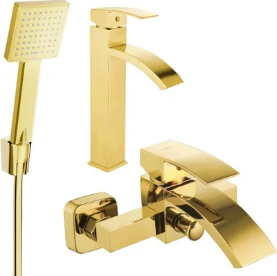 Image de Libra R45 Mélangeur lavabo et baignoire avec accessoires, or (745113R45-50)