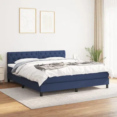 Produktbild von The Living Store Boxspringbett mit Matratze Blau 160x200 cm Stoff