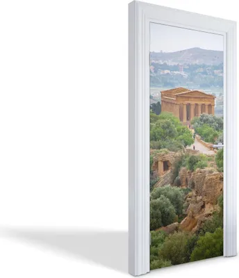 Produktbild von Türdeko Aufkleber Selbstklebende Wandsticker Personalisiert - Tempel in Agrigent - 75 x 205 cm