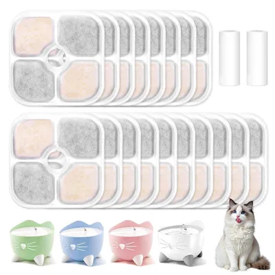 Image de 18 filtres de remplacement pour fontaine à eau pour chats, compatibles avec Catit Pixi