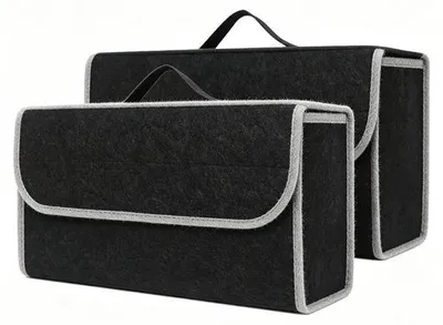 Productafbeelding van Kofferbak Organizer Set van 2 - Vilt - Zwart - 50x24x17cm