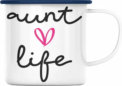 Produktbild von Trendation - Aunt Life Tante Emaille Tasse Geschenk für Beste Tante Emaille Emaille Tasse Geschenkidee Tante Geburtstag Lustig (Blau)