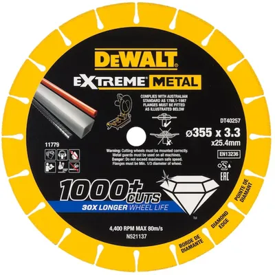 DEWALT Diamanttrennscheibe Extreme Diamond Edge 355x3,3x25,4 mm für Metall
