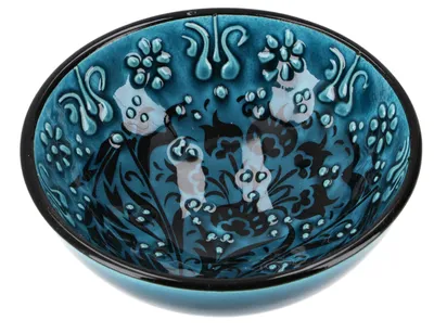 Produktbild von 1 Stk. Orientalische Schüssel, Schale, Müslischale, Handbemalt - Ø 12 cm, Grün, Keramik, Schalen, Schüsseln