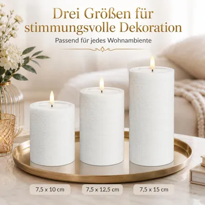 Immagine prodotto di Deluxe Homeart Unique LED candela a cera vera bianca - 7,5 x 15 cm