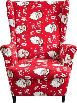 Produktbild von (Weihnachten B) Ohrensessel-Schonbezüge, dehnbare Ohrensessel-Abdeckung, weiche Samt-Sesselbezüge mit elastischer Unterseite für Wohnzimmer, Schlafzimmer