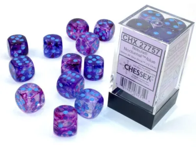 Immagine prodotto di Blocco di dadi luminosi Nebula TM 16 mm d6 notturno/blu? (12 dadi)