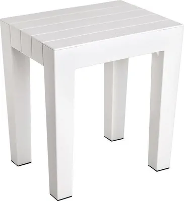 Produktbild von Famanu Hocker Rechteckig - Weiß mit Holzoptik
