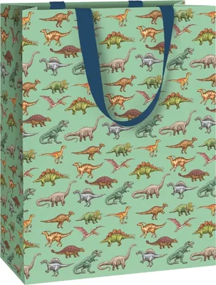 Produktbild von Grüne Geschenktüte mit Dinosauriern
