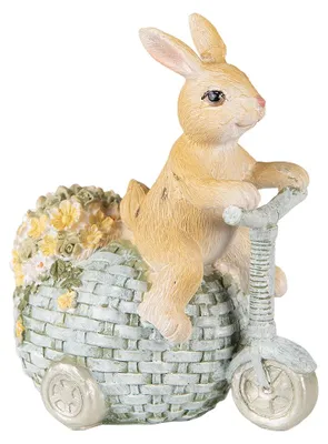 Imagen del producto de Clayre & Eef, figura de conejo, 13 cm, color marrón y azul, poliresina