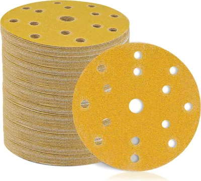 Produktbild von 150mm Schleifpapier Klett 15 Loch schleifscheiben 50 Stück Set für Rund Exzenterschleifer- je10x P60 P80 P120 P180 P400 Mischkorn für