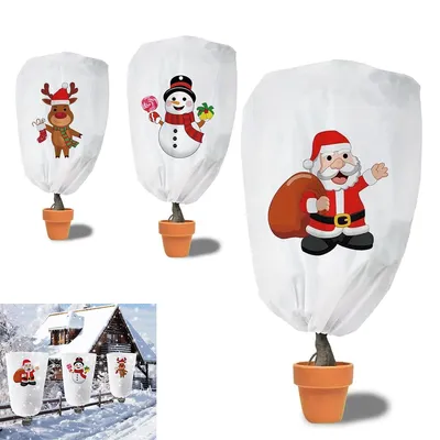 Produktbild von 3er-Pack Winterschutz für Pflanzen, 100×120 cm, Frostschutz für Topfpflanzen, Winter-Pflanzenschutz mit Weihnachtsmotiv