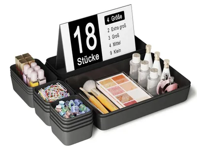 Image de Omgoods - Coffret de rangement de 18 pièces pour maquillage et fournitures de bureau