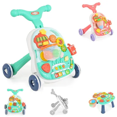 Produktbild von Moni Lauflernwagen 2 in 1 Korb, Musikfunktion, Spieltisch, Bälle, Spielcenter türkis
