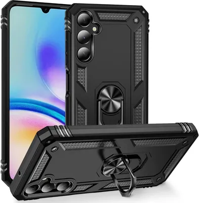 Produktbild von Conie Outdoor Schutzhülle für Samsung Galaxy A05s Tasche Silikon Hard Case Cover Hülle mit Halter Ständer in Schwarz